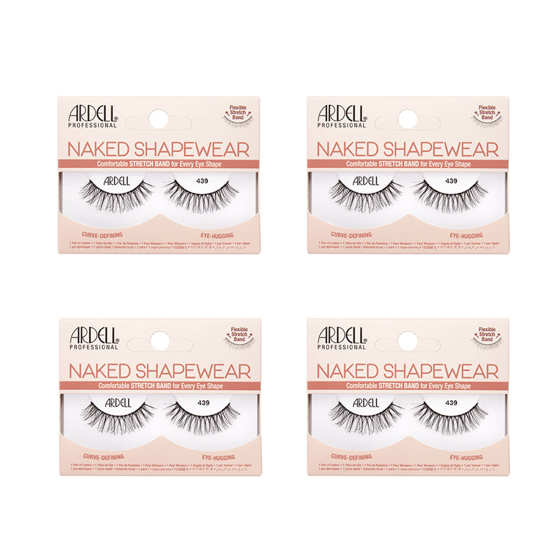 Four packages of Ardell Naked Shapewear false eyelashes on a white background