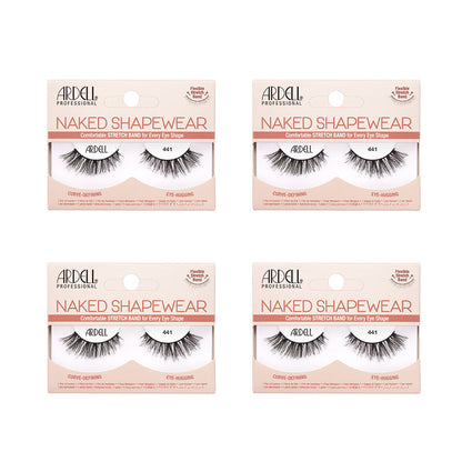 Four packages of Ardell Naked Shapewear false eyelashes on a white background