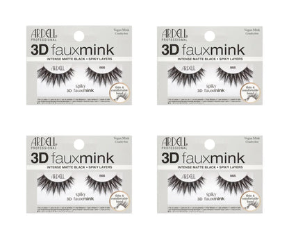 Four packages of Ardell 3D faux mink false eyelashes on a white background