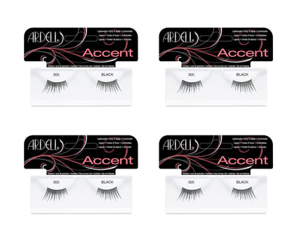 Four packages of Ardell Accent false eyelashes on a white background