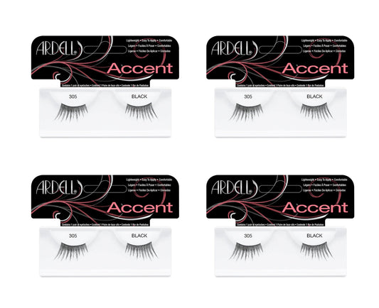 Four packages of Ardell Accent false eyelashes on a white background