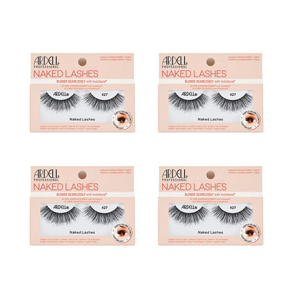 Four packages of Ardell Naked Lashes on a white background