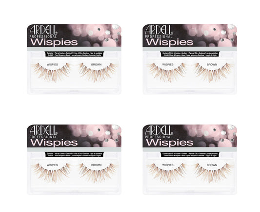 Four packages of Ardell Wispies false eyelashes on a white background
