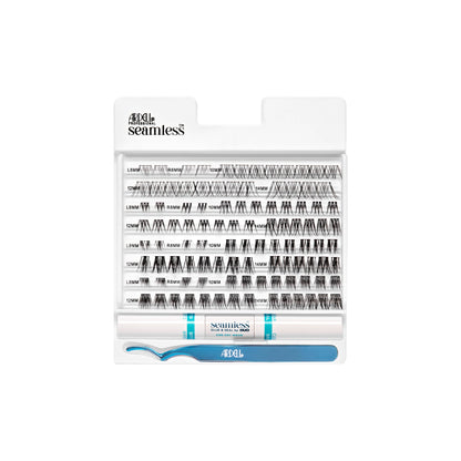 Ardell Seamless Underlash Extensions MUA Kit open tray view with lashes, clear glue, and blue lash applicator.
