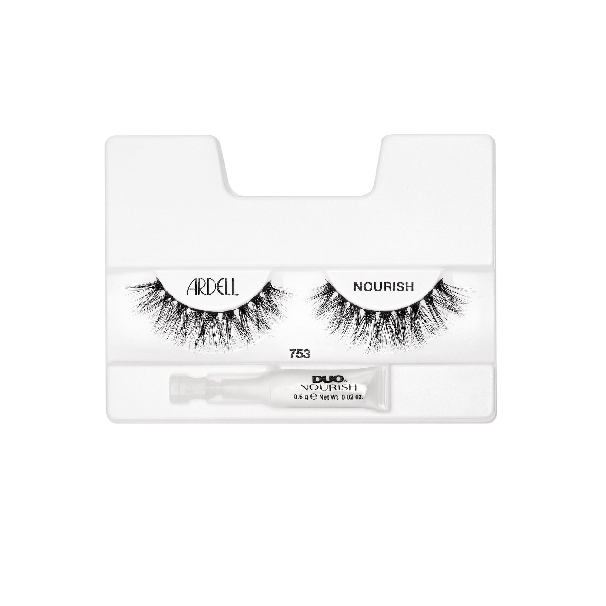 Ardell Nourish false eyelashes in tray on a white background