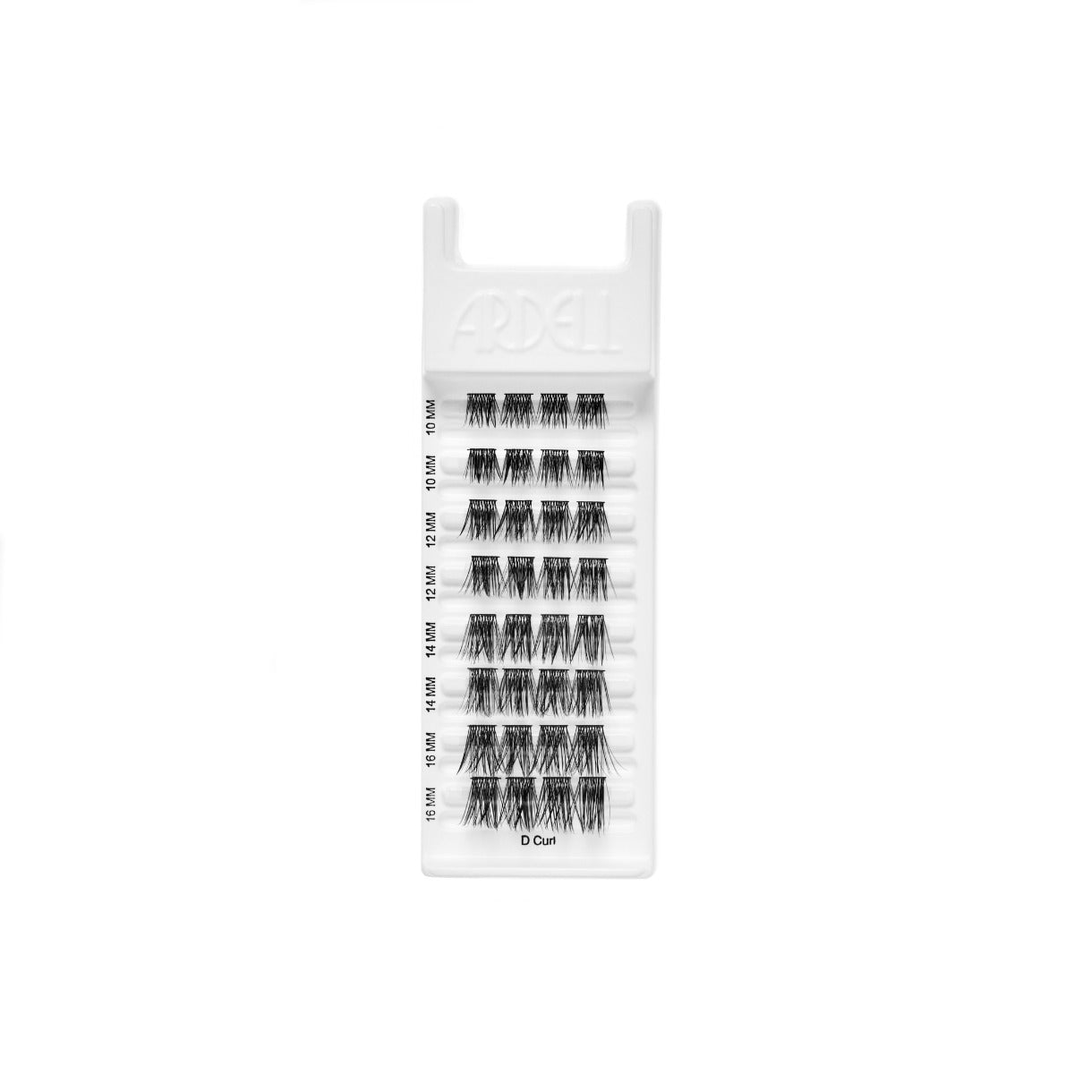 Seamless Underlash Extensions Fauxmink D Curl 32 ct tray front view showing rows of underlash extensions