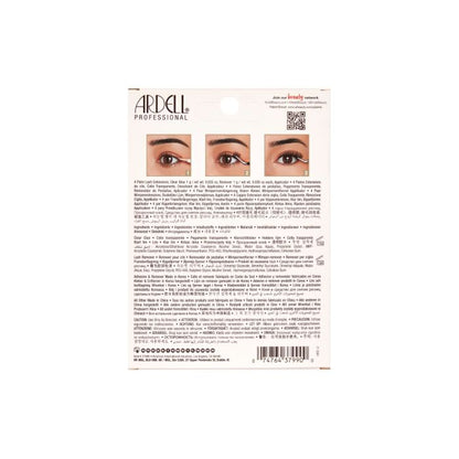 Back of Ardell Cat Eye Extensions 4-Pack with step-by-step application and care instructions.