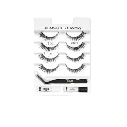 Tray of Ardell Pre-Mapped Cat Eye Extensions featuring four sets of lash clusters.