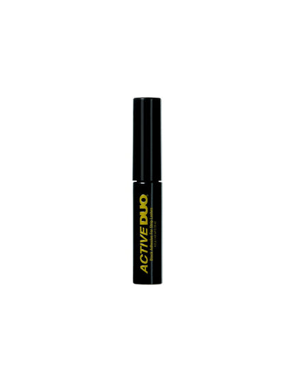 Active Duo black adhesive for strip lashes in sleek black tube with yellow branding.